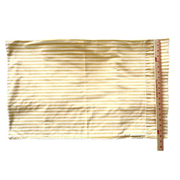 PAIR Ralph Lauren Standard Pillowcases Butter Yellow & White Stripe 100% Cotton - Picture 7 of 8